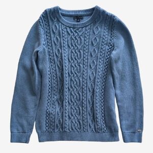 Tommy Hilfiger 100% Cotton Blue Cable Knit Women's Sweater Size Large